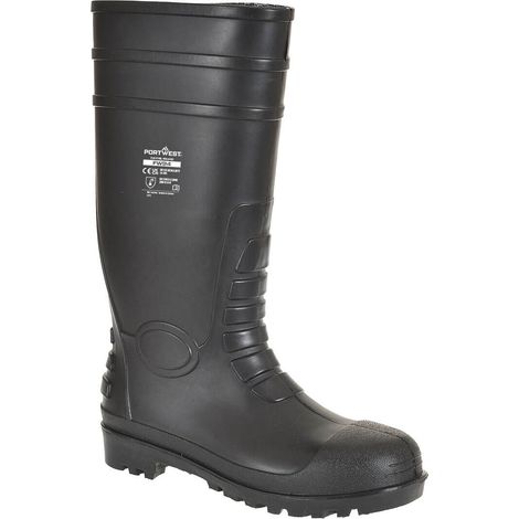 Portwest FW94 Stivale Classic Wellington S4 Stivali di Sicurezza in Gomma, Unisex - Adulto, SRC, Nero (Nero Bkgr), 38 EU (5 UK)