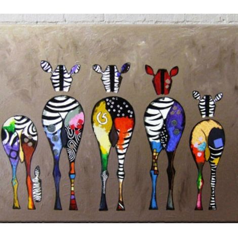Bunte Zebra-Wandtattoos, rahmenlos auf Leinwand gedruckt – Dekoration für Ihr Zimmer