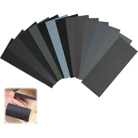 26 Pièces Papier de verre, Papier abrasif multi-usage pour polissage métal, Papier de verre sec et humide pour surface métallique, pour le ponçage du bois plastique, 9 x 3,6 pouces 60 à 10000 grains (1/5)
