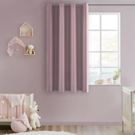 Rideau Occultant Court Rose Poudré 140(L) x160(H) CM, 1 Pièce, Rideau Thermique Isolant Anti Froid et Chaleur pour Fenetre Chambre Fille, Rideau Salon Opaque à Oeillets (1/5)