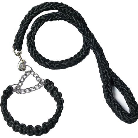 Ensemble collier et laisse pour chien, laisse en corde et collier de dressage pour chiens de petite, moyenne et grande taille (1/5)