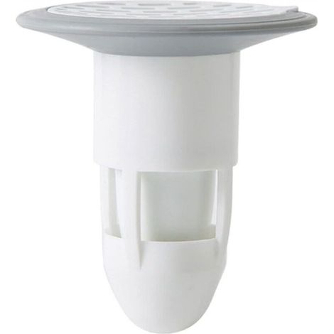 Bodenablauf mit Abwasserfilter, Abflussstopfen und geruchsdichten Anschlüssen für Bad und Dusche. Bodenablauf ohne Filter, geeignet für Rohrbrüche in Bad und Küche (weiß).