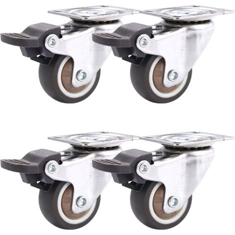 Lot de 4 roulettes pivotantes pour meubles, 25 mm, mini roulettes, avec freins (1/4)