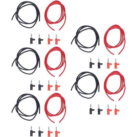 5er-Set Bananenstecker-Prüfleitungen, 4 mm Prüfdraht, 1 mm² Kabel, 30 V AC, 60 V DC, 19 A