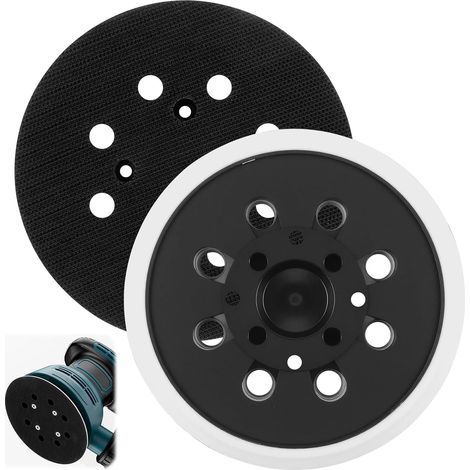Lot de 2 Plateaux de Ponçage 125mm - Polyuréthane Robuste - Système Crochet Boucle 8 Trous - Pour Bois Métal Plastique - Compatible Ponceuses Excentriques (1/5)
