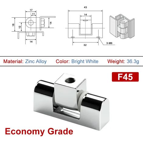(F45-XHJ-B-8PCS) Charnière à roulement en alliage de zinc CL222 pour armoire de distribution, armoire de commande, armoire électrique, porte, charnière rotative pour armoire de commutation F45 F65 (1/5)