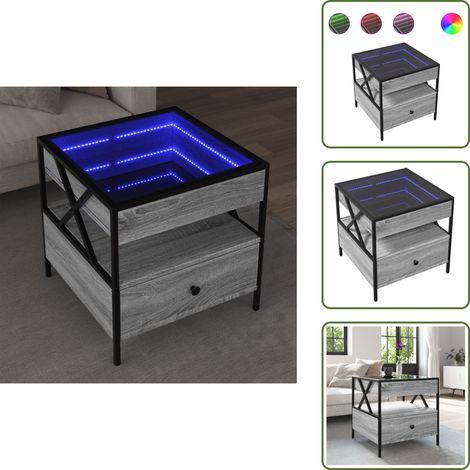 vidaXL Couchtisch mit Infinity-LED Grau Sonoma 50x50x51 cm (1/5)
