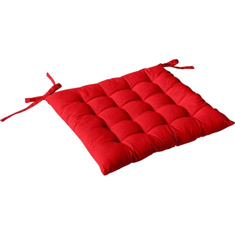 Galette de Chaise Piquée Uni "Panama" 38x38cm Rouge