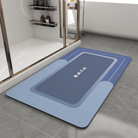 Household quick-drying bathroom mat, non-slip, absorbent, washable hotel indoor toilet mat - blue - 401500.3CM