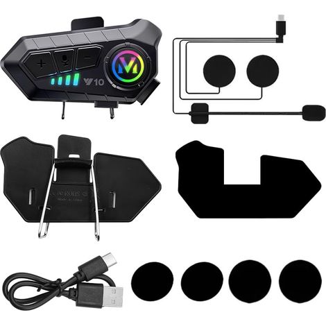 Casque intercom pour moto Casque Bluetooth Assistant vocal Prise en charge double Réduction du bruit Appels haute définition Écoute de musique et navigation simultanées