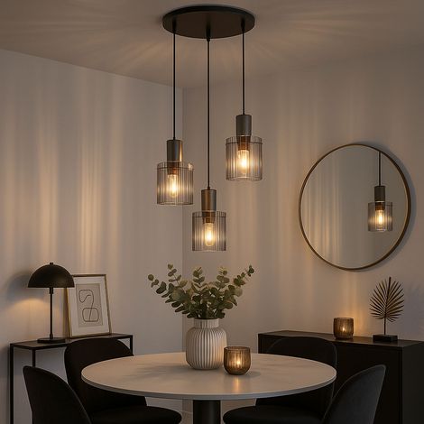 Globo - suspension - TULIVAR - noir - verre - Ø 48cm - E27 - (1/5)
