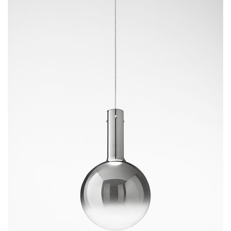 Suspension LED 7W en Verre Borosilicaté Fumé, Structure Chromée, Lumière Chaude 3000K, Dimensions 25x43 cm - Perenz, Élégante et Moderne