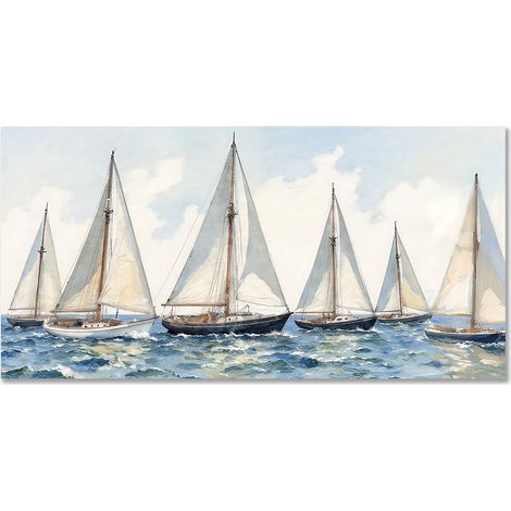 Peinture nautique en bleu et blanc - Style maritime (1/5)