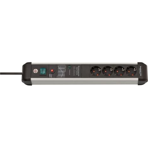 Brennenstuhl 1391010400 Multipresa con protezione da sovratensioni Argento, Nero Schuko 1 pz.