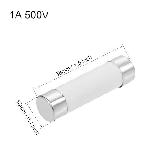 sourcing map Fusibili a Tubo in Ceramica a Cartuccia 1A 500V 10x38mm (1/4)