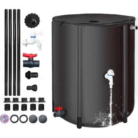 Faltbarer Wassereimer, 100 l, tragbarer PVC-Wasserspeichertank mit Wasserhahn, UV-beständig, für Rasen und Garten (Schwarz) (1/5)