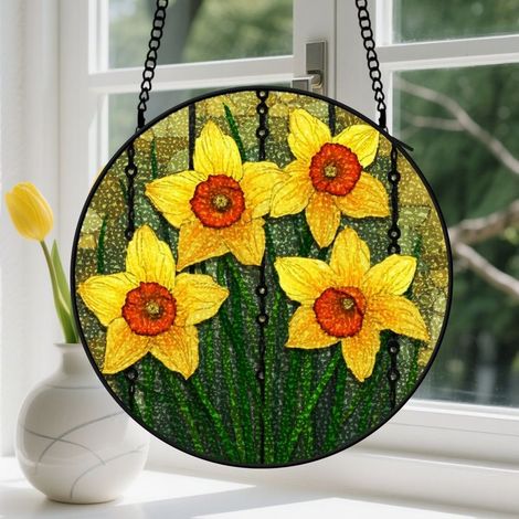15cm Suspension en vitrail - Attrape-soleil coloré élégant unique, décoration intérieure colorée, cadeau Anniversaire pour couple, ami, amie (1/5)