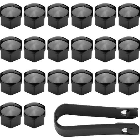 Pièces Cache Ecrou Roue Voiture Universel, Capuchon d'écrou de Roue 21mm, Cache Boulon de Pneu Hexagonaux, Ecrou Antivol Universel avec Outil de Démontage pour la Plupart des Véhicules (Noir) (1/5)