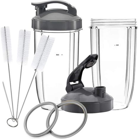 Replacement Cups, 2 X 950ml Large Tumblers, 2 Flip Top Lids for Takeout, 2 Gaskets and Cleaning Brushes for 600W (1/5)