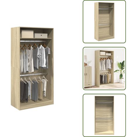 vidaXL Kleiderschrank Sonoma-Eiche 100x50x200 cm Holzwerkstoff (1/5)