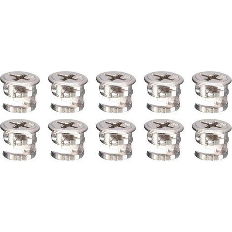 13mm Meuble Came Serrure x 20pcs Meuble Came Serrure Écrou Connecteurs Raccords pour Tiroir Commode Meuble, [Argent Ton] (1/5)