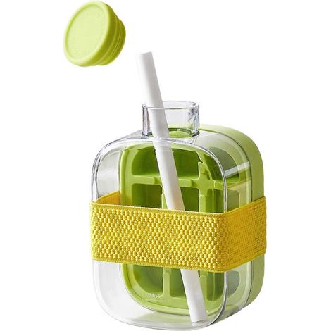 Cooler Reisebecher mit Strohhalm, tragbar, 500 ml, grün (1/5)