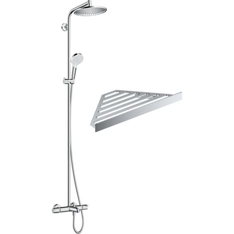 Colonne bain douche thermostatique HANSGROHE Crometta S 240 chromé + tablette Addstoris