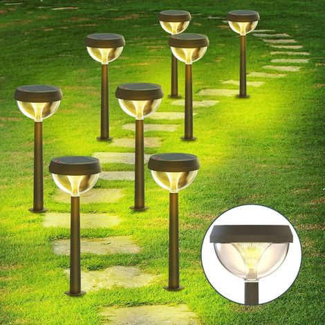 Lampes Solaires de Jardin, 3000K Blanc Chaud, Lampes Solaires d'Extérieur avec Détecteur de Lumière, 3 Modes d'Éclairage, Étanche IP54 avec Piquet de Terre pour Chemin, Allée, 8PCS (1/5)