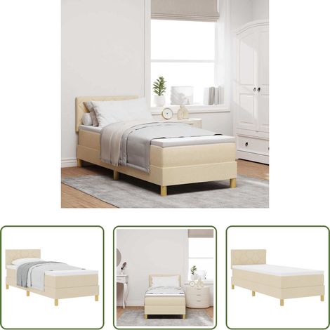 Matelas en mousse - Lit à ressorts avec matelas Crème 80 x 200 cm tissu (1/5)