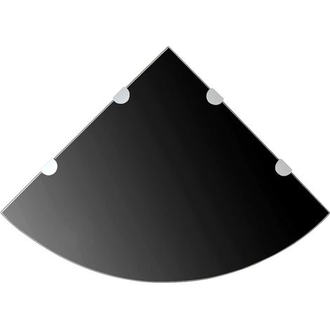 2 étagères d’angle murales en verre trempé noir, supports chromés, 45 x 45 cm - PANGIVO (1/5)