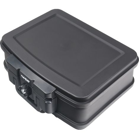 HMF 250452 Feuerfeste Wasserdichte Dokumentenbox, Dokumentenkassette, Geldkassette DIN A4, Schwarz (1/5)