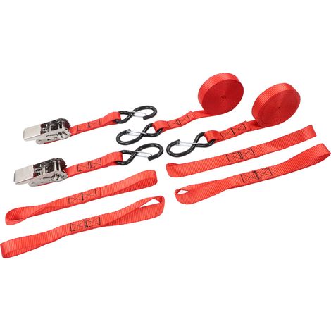 Sangle d'arrimage cargo rouge 5 mètres, capacité de traction 800 kg, sangle à cliquet de sécurité avec tendeur, courroie de fixation pour transport maritime et arrimage de marchandises (1/5)