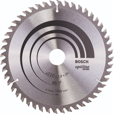 BOSCH DISCO SIERRA OPTILINE MADERA130 X 2.4 X 20/16D: 20WZ Diámetro disco x eje (mm) 210x30 Número de dientes 48