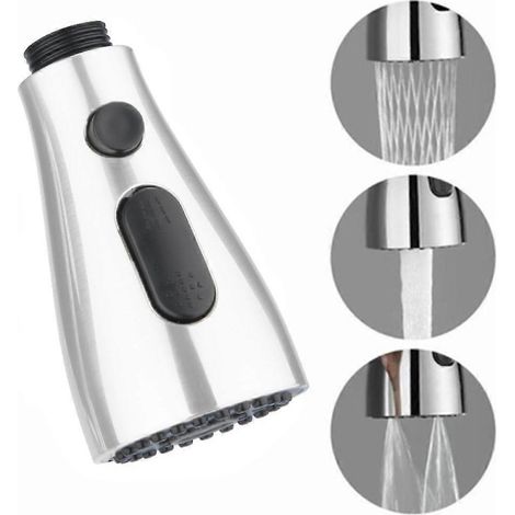 Douchette extractible pour robinet de cuisine, buse plaquée, pommeau de douche en ABS, 3 modes, aérateur de robinet ZMZ (1/2)