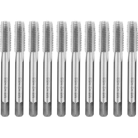 10 forets tarauds métriques HSS, filetage droit M3 M8 M10 M12 M8x1.25 pour taraudage manuel (1/5)