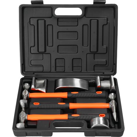 Kit de réparation de carrosserie automobile, 7 pièces:marteau et cales en acier au carbone avec mallette de rangement (1/5)