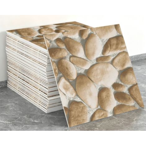Un ensemble de 10 panneaux de papier peint autocollants à motif marbre (il ne s'agit pas de véritables carreaux, dimensions : 30 x 30 cm)