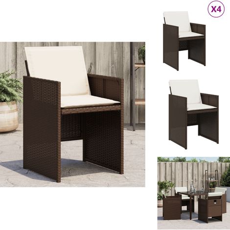 Chaises de jardin avec coussins lot de 4 marron résine tressée - Chaise De Jardin - Fauteuil De Jardin - Mobilier De Jardin - Résine Tressée - Rotin Synthétique (1/5)