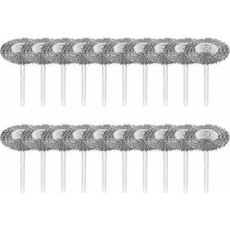 Lot de 20 brosses métalliques avec tige de 3mm en acier inoxydable polissage Dremel outil rotatif (1/5)