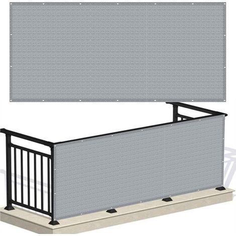 Brise Vue - 1 Pièce - HDPE 220g/m² - Protection UV50+ Et Vent - Pour Balcon Jardin Terrasse - 50 x 430 cm Gris (1/5)