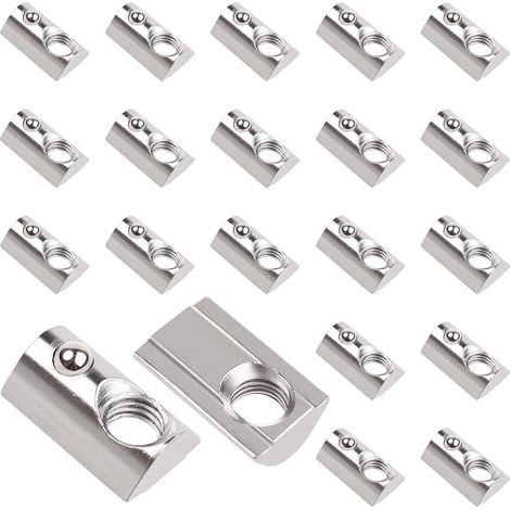 20 Pièces Écrous Coulissants avec Bille Rainure 8, série 40, filetage M8 avec Bille Ressort Centrage Bille Entretoise en acier au carbone en T pour fente d'extrusion de profilé en aluminium (1/5)