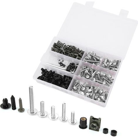 Kit de 198 vis de carénage de pare-brise (boulons M5 et M6) - Accessoire moto argenté (1/5)