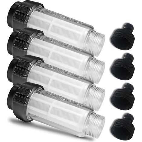 Filtre à Eau avec Insert de Filtre, 4 Pack Pompe arrosage Filtre à eau accessoire Filtre à eau pour nettoyeur haute pression avec raccord d'eau 3/4" pour 4.730-059.0 (1/5)