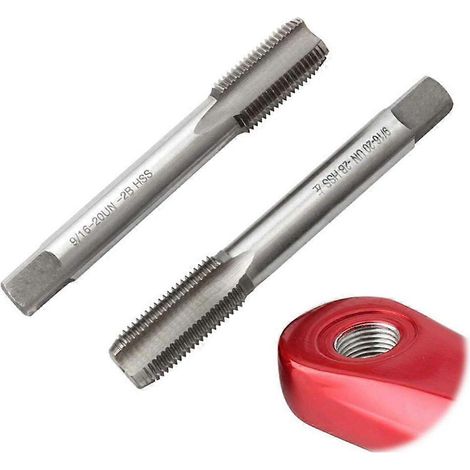 Jeu de tarauds HSS filetés (1 paire), 9/16"-20, pour la réparation de manivelles de vélo (tarauds filetés gauche et droit). (1/5)