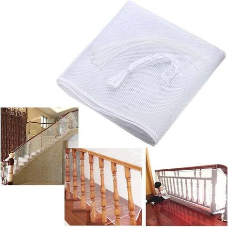 Meter langes Baby- und Kindersicherheitsnetz, Balkon- und Treppensicherheitsnetz, robust und stabil, 77 cm (Höhe) 200 cm (Länge) (weiß) (1/4)