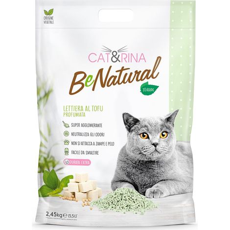 5,5 l de litière pour Chat au Tofu. Litière agglomérante végétale. Jusqu'à 30 Jours d'utilisation et jetable dans Les Toilettes. Litière pour Chat au Thé Vert. (1/5)