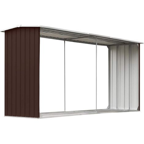 vidaXL Holzlagerung Schuppen Verzinkter Stahl 330x92x153 cm Braun