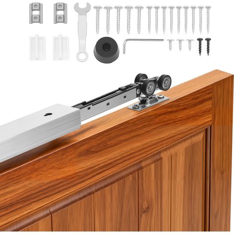 VEVOR Kit Binario per Porta Scorrevole Guida Singola Porta a Scomparsa Lunghezza 1441 mm, Kit Ferramenta per Guida in Lega di Alluminio di Porte Scorrevoli Chiusura Ammortizzata Spessore tra 25-45 mm (1/5)