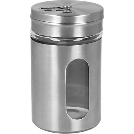 1 Salière Et Poivrière Acier Inoxydable Insert Verre 100ml Couvercle Réglable Cuisine (1/3)