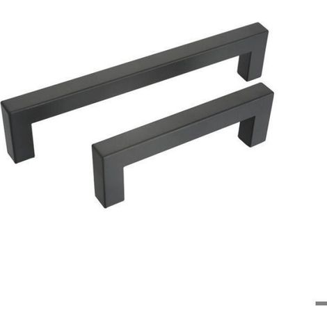 Poignée De Meuble - Acier Inoxydable - Noir - Entraxe 128 mm - Lot De 2